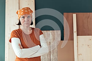 Confident self employed female carpenter portrait