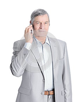Confident senior businessman with mobile phone.i
