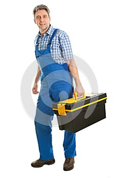 Confident service man with toolbox