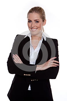 Confident Smiling Businesswoman Arms Crossed