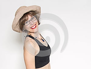 Confident smiling woman in her fifties