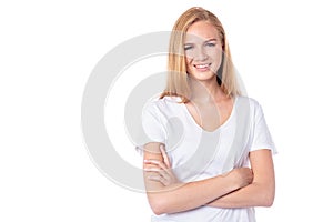 Confident woman with folded arms