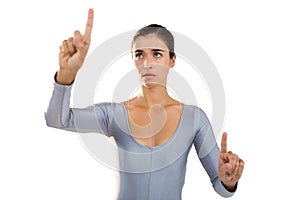Confident woman gesturing