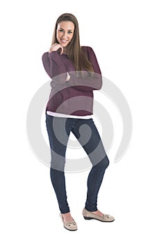 Confident Woman With Hand On Chin