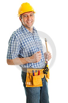 Confident worker with hammer