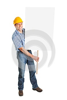 Confident worker presenting empty board