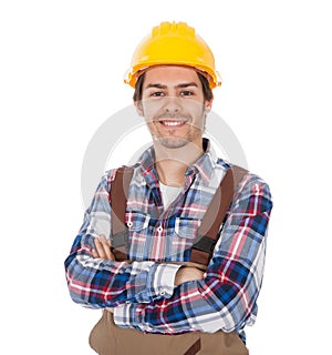 Confident worker wearing hard hat