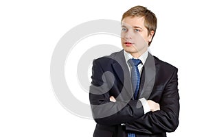 Confident young businessman full of thoughts