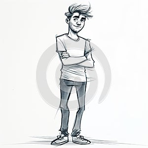 Confident Young Man Character Sketch