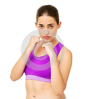 Confident Young Woman In Boxing Stance