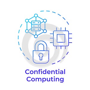 Confidential computing blue gradient concept icon
