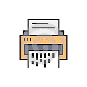 Confidential, Data, Delete, Document, File, Information, Shredder  Flat Color Icon. Vector icon banner Template