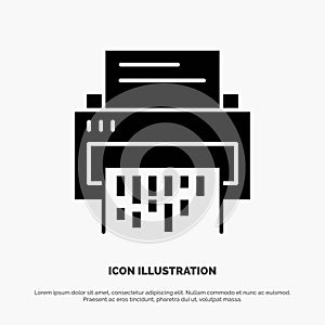 Confidential, Data, Delete, Document, File, Information, Shredder solid Glyph Icon vector