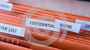 Confidential document file keep in the folder cabinet