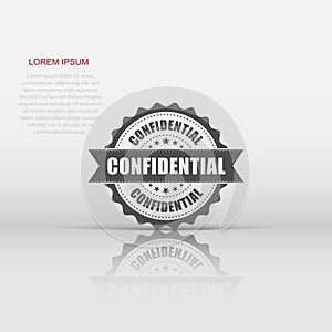 Confidential grunge rubber stamp. Vector illustration on white background. Business concept confidential secret stamp pictogram