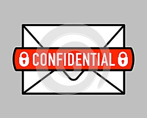 Confidential mail icon with padlock icon on letter