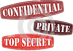 Confidential Private and Top Secret Stamps