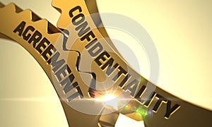 Confidentiality Agreement Concept. Golden Cog Gears. 3D.