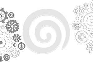 Configuration idea with gears design on clean white background