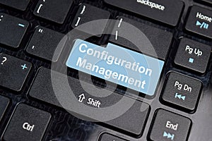 Configuration Management write on keyboard isolated on laptop background