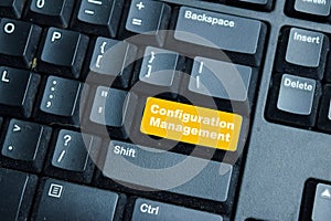 Configuration Management write on keyword isolated laptop background