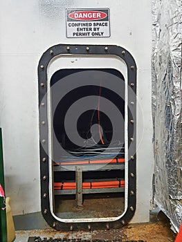 Confined space, enter by permit only