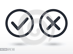 Confirm and deny flat icon. Vector logo for web design, mobile and infographics photo