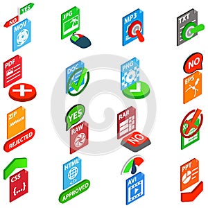 Confirm icons set, isometric style