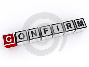 Confirm word block on white