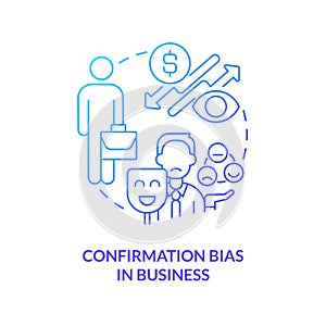 Confirmation bias in business blue gradient concept icon