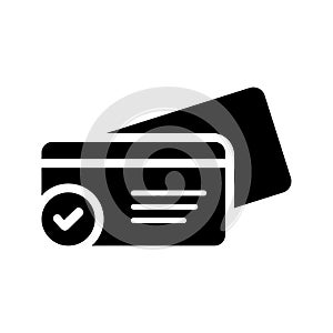 Confirmed, payment, accepted icon. Black vector illustration