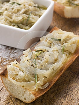 Confit of Onions on Toasted Baguette photo