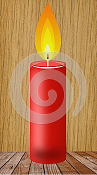 Conflagrant candle of red color