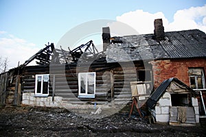 Conflagration. Elements of the burned house