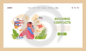 Conflict avoidance concept. Flat vector illustration