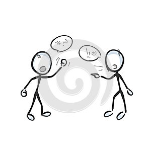 Conflict and disagreement. enemies fighting and arguing with anger and aggression. Shouting, argumentation, violence. Hand drawn.