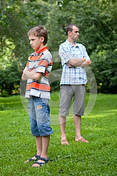 Conflict of father and son, park