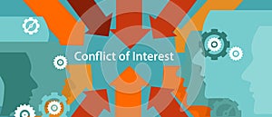 Conflict of interest business management problem concept