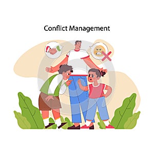 Conflict management concept. Flat vector illustration