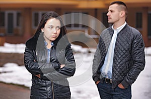 Conflict offence and emotional stress in young people couple photo
