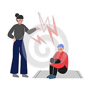 Conflict with Parent, Mother Scolding her Son, Teenage Puberty Problems Concept Vector Illustration