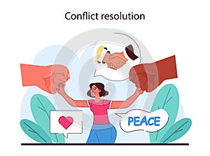 Conflict resolution concept. Harmonious resolution of business disagreements.