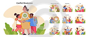 Conflict Resolution set. Flat vector illustration