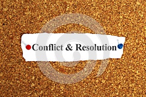 conflict and resolution word on paper