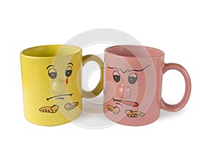 Conflict (two cups with faces)