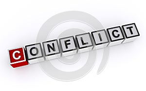 conflict word block on white