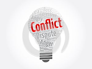 Conflict word cloud collage, concept background