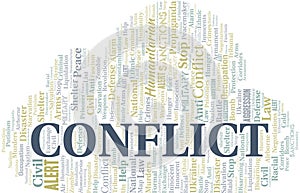 Conflict word cloud. Vector made with the text only.