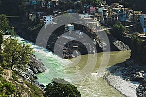 Confluence of the Alaknanda and Bhagirathi rivers to form the Ga photo