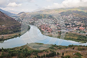 Confluence of Aragvi and Kura rivers